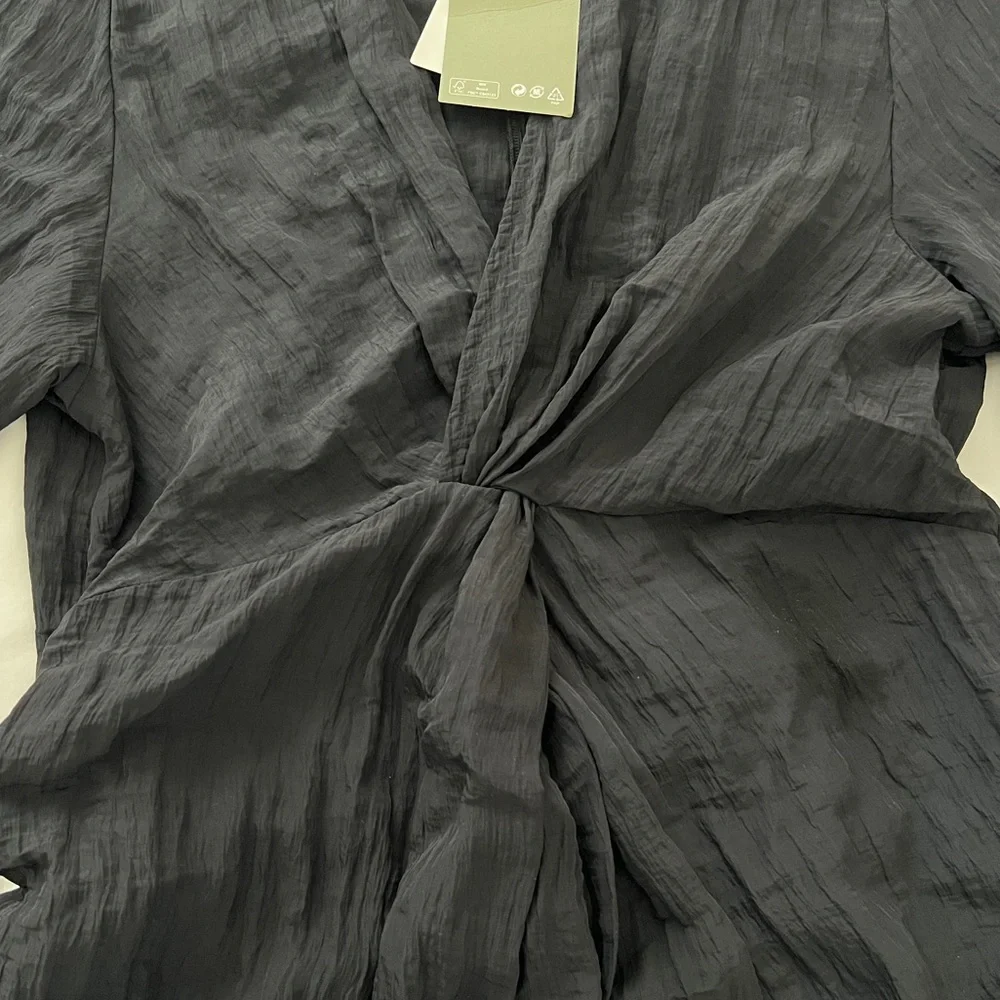 H&M Black V-Neck Twist-Front Dress